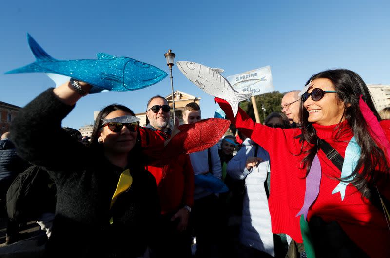 Demonstration held by "the sardines" in Rome