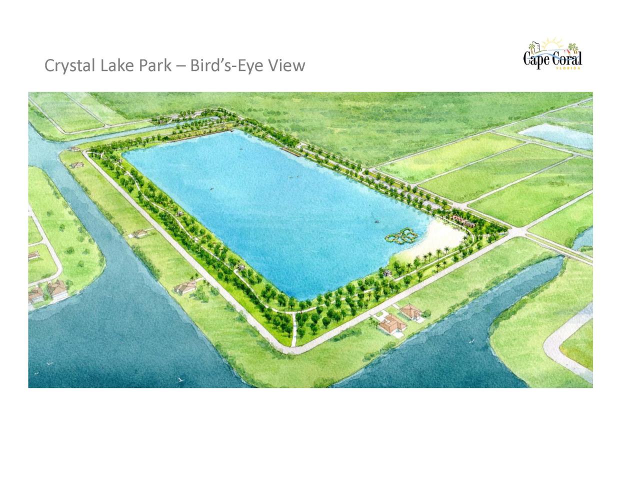 Concept art on the new Crystal Lake Park in northwest Cape Coral.