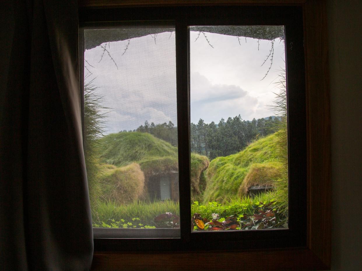 A view from the tiny home's window.