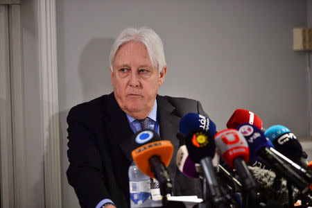 United Nations Special Envoy to Yemen Martin Griffiths is seen during a news conference at Johannesberg Palace, north of Stockholm, Sweden December 10, 2018. TT News Agency/Stina Stjernkvist via REUTERS