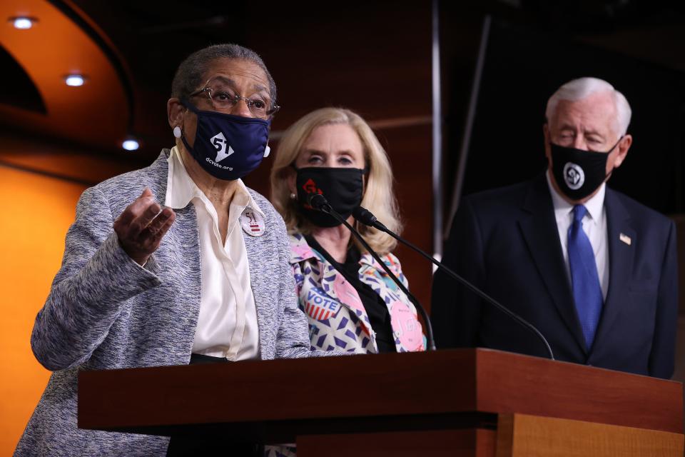 Del. Eleanor Holmes Norton, D-D.C., speaks during a news conference about statehood for the District of Columbia with Rep. Carolyn Maloney, D-N.Y., and House Majority Leader Steny Hoyer, D-Md., at the U.S. Capitol on Wednesday.