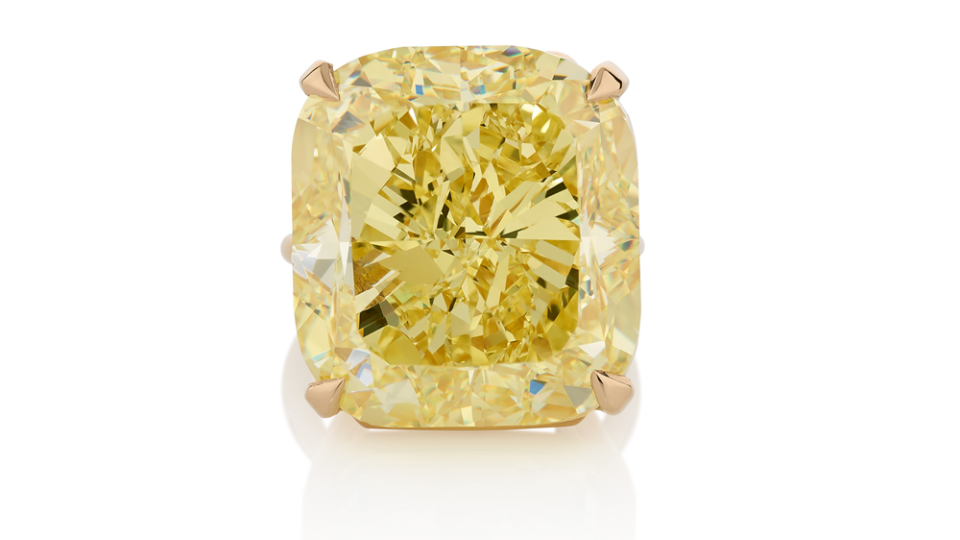 A 54.27-carat intense yellow diamond ring