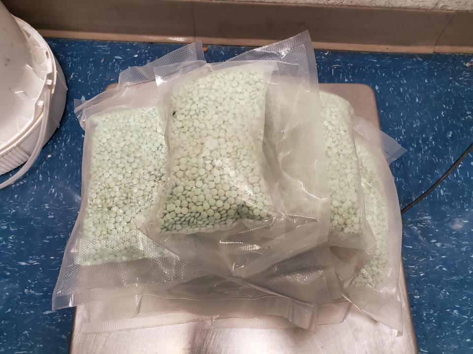 U.S. Customs and Border Protection officers seized 14.75 pounds of fentanyl hidden inside a vehicle Dec. 6, 2023, at the Paso Del Norte port of entry, a crossing of the United States–Mexico border, connecting El Paso, Texas with the Mexican city of Ciudad Juárez, Chihuahua.