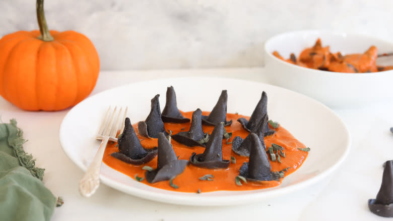 witch hat pasta in vodka sauce