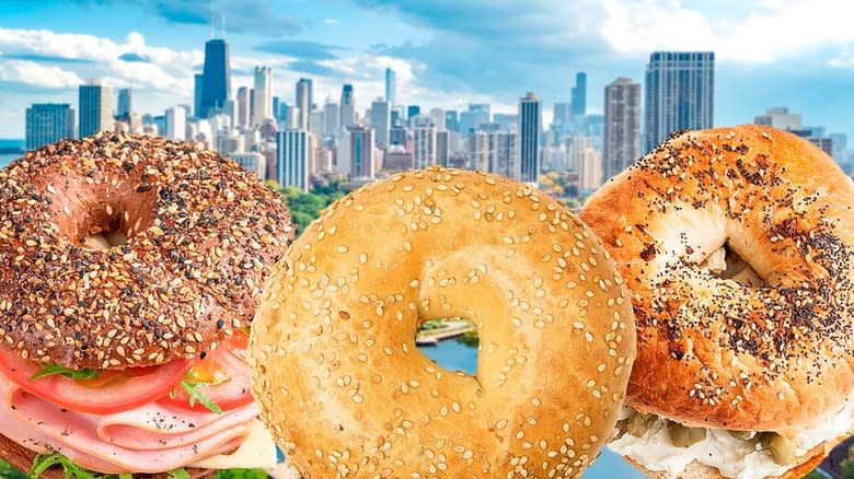 bagels with Chicago backdrop