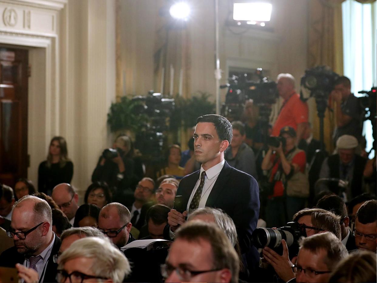 One America News Network's (OANN) White House correspondent Trey Yingst is the most called-upon member of the White House press corps during briefings: Chip Somodevilla/Getty Images