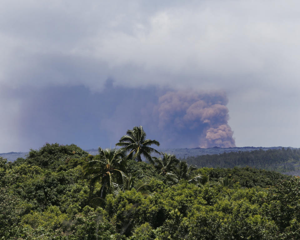 The Kilauea volcano erupts. Source: AP Photo/Marco Garcia