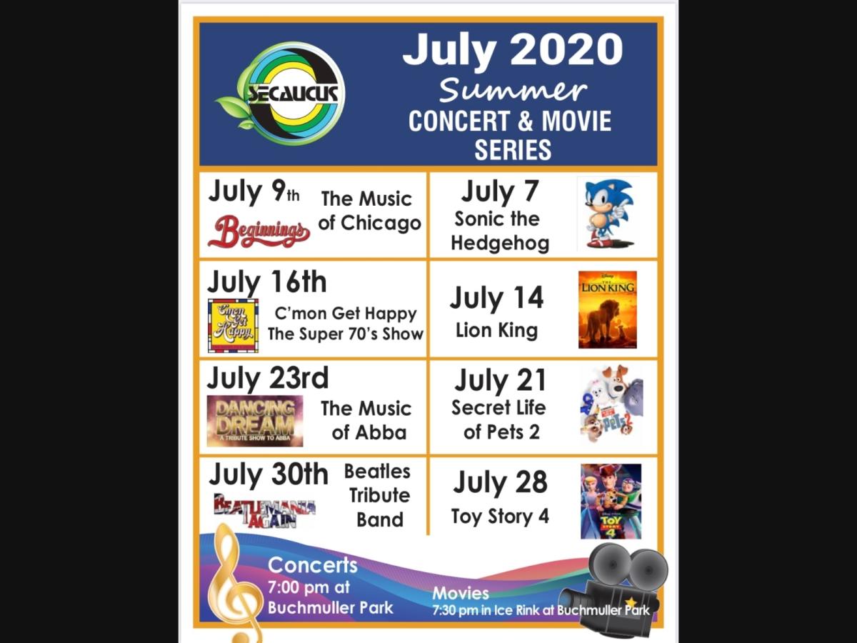 Schedule Of Secaucus' Free Outdoor Movies, Concerts