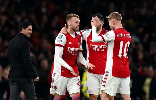 Mikel Arteta and Arsenal celebrate