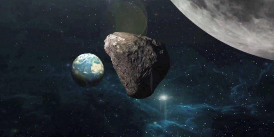 An asteroid known as 7482 (1994 PC1) will pass by Earth on Tuesday, fortunately from a safe distance. (B612 Foundation)