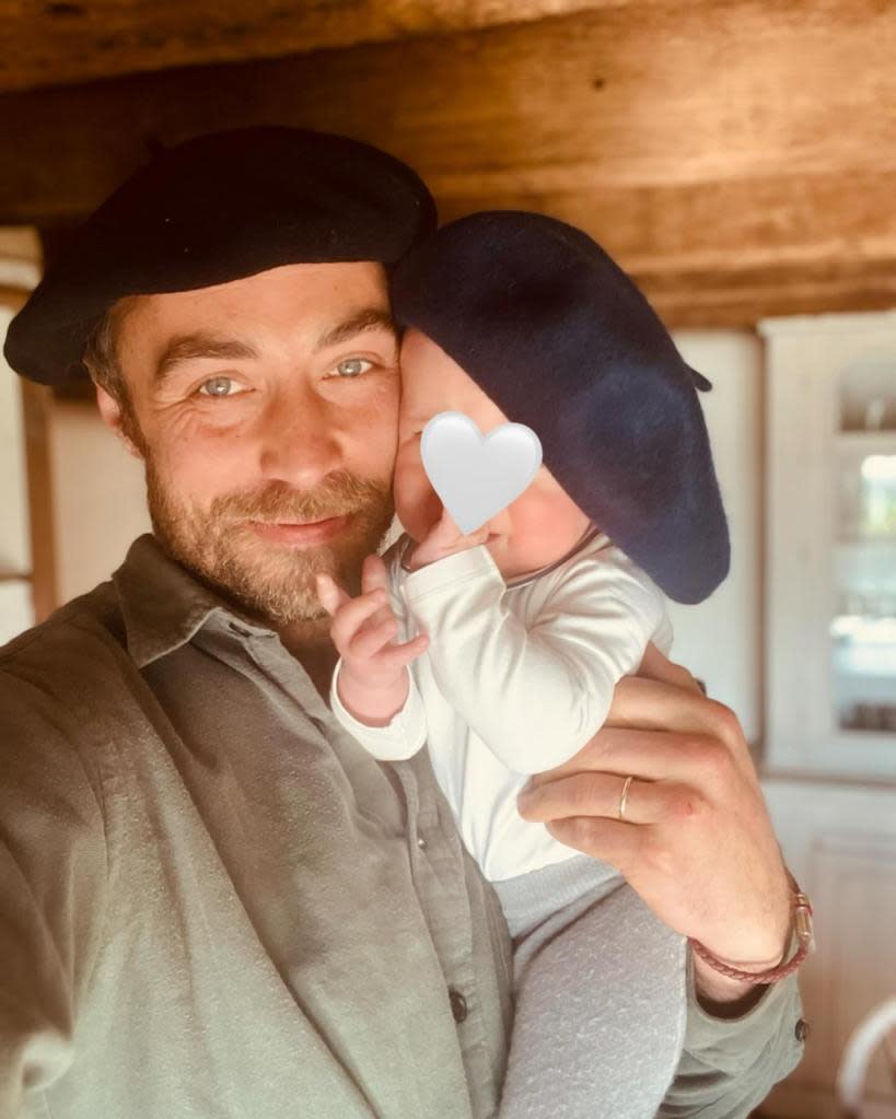 James posted an adorable photo of him and baby Inigo wearing matching blue berets. James Middleton / Instagram