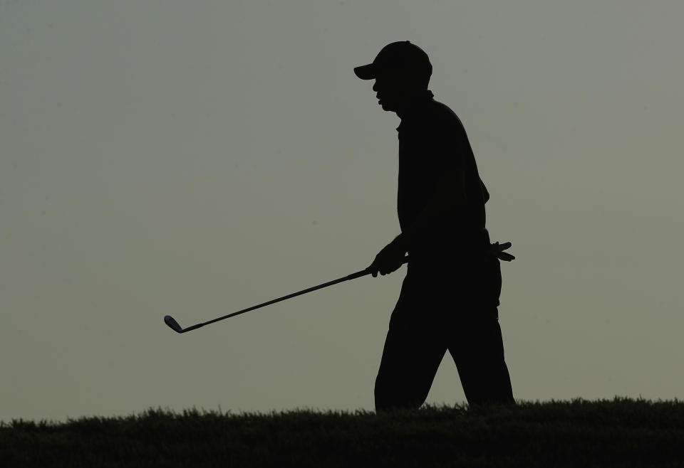 Tiger Woods walks to the 18th green during the second round of the PGA Championship golf tournament, Friday, May 17, 2019, at Bethpage Black in Farmingdale, N.Y. (AP Photo/Andres Kudacki)