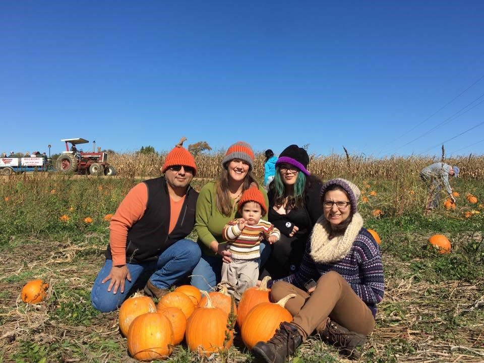 Ezra's first birthday at Huber's Family Farm in Southern Indiana. Felipe Cisneros, Bonnie Jean Feldkamp, Bonnie Manning and Alyssa Cisneros
