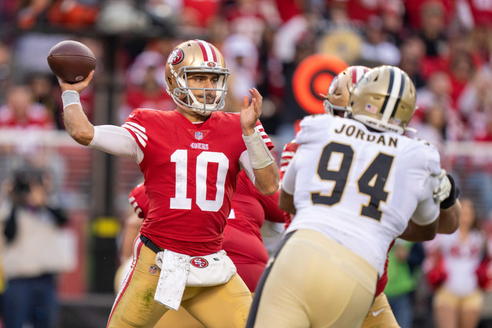 Former San Francisco 49ers quarterback Jimmy Garoppolo (10) is heading to Las Vegas. (Photo: Kyle Terada-USA TODAY Sports)