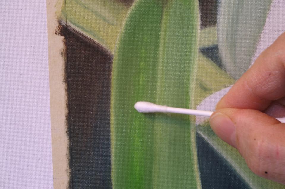 oil painting with cotton buds