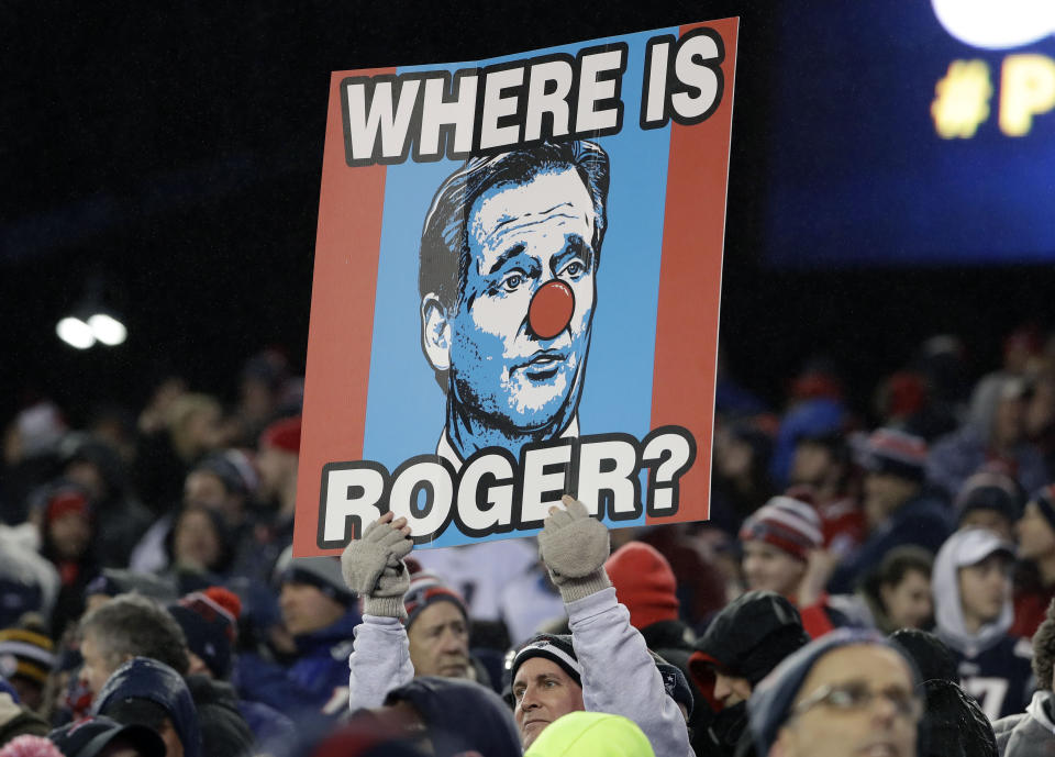 All isn't forgiven in New England when Roger Goodell is the topic. (AP) 