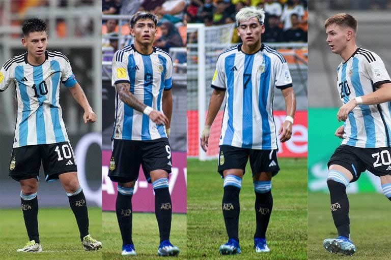 Claudio Echeverri, Agustín Ruberto, Ian Subiabre y Franco Mastantuono, futbolistas ofensivos de River que le dan vuelo a la selección Sub 17 en el Mundial de Indonesia