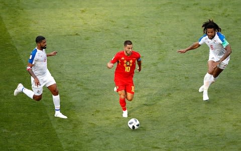 Eden Hazard breaks through the Panama defence - Credit: getty images