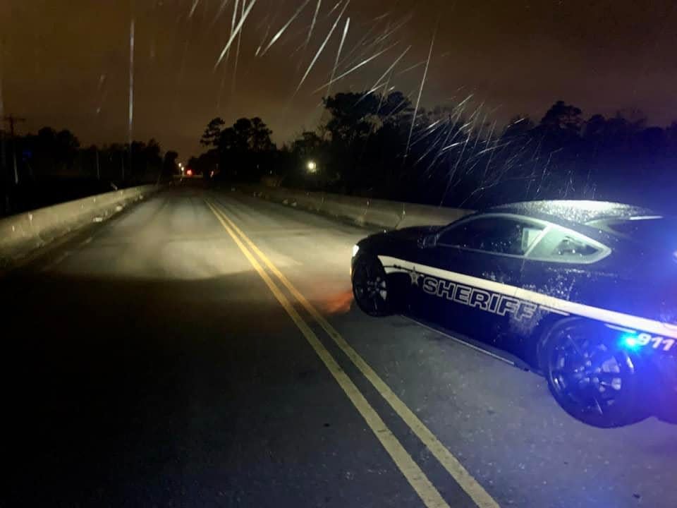 Ice begins to accumulate on South Navassa Road on Friday night.