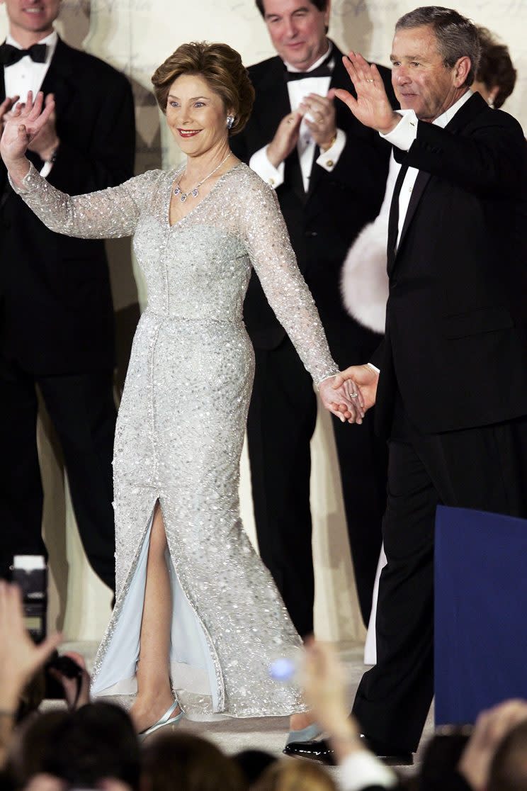 George W. Bush and first lady Laura Bush at an inaugural ball.