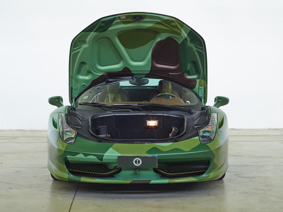 <p>The camouflage paint job covers outside and in – but it won’t be to liking of most fans of the Prancing Horse. </p>