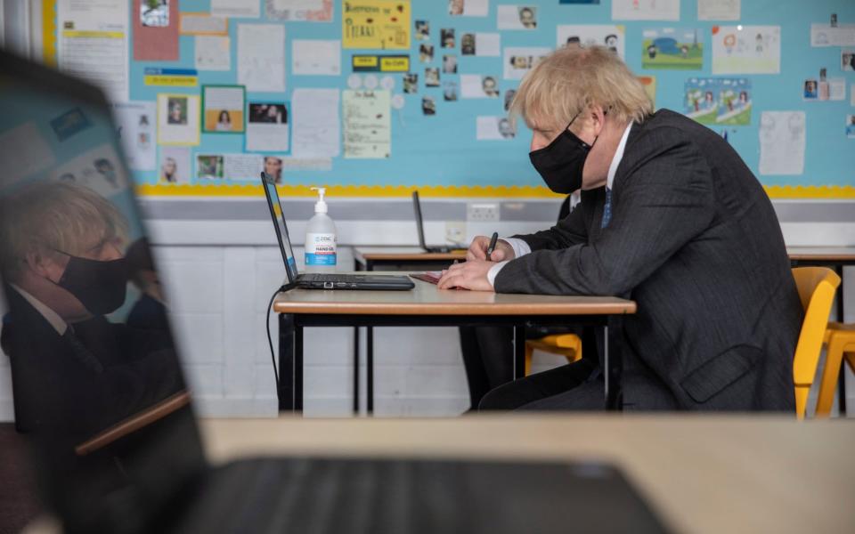 Earlier in the day, the PM joined a lesson at a South London school - Getty