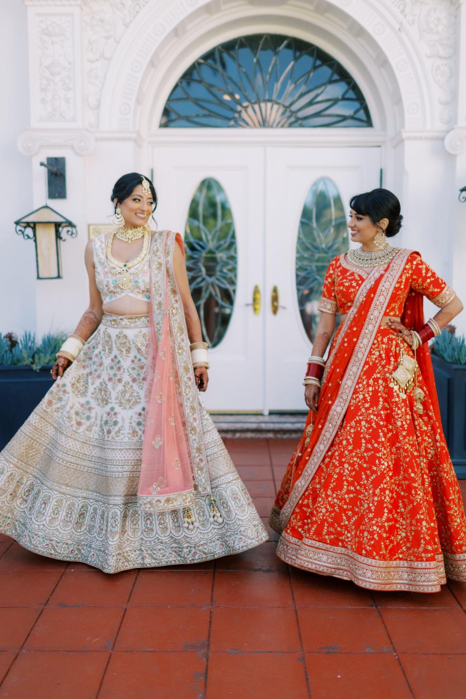 The brides wanted to make sure their outfits paid homage to their Indian roots.