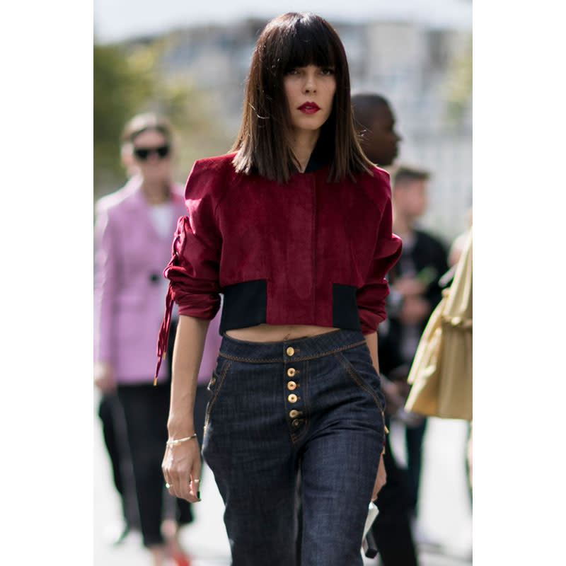 <p>A cropped jacket looks best with a pair of high-waisted, raw denim.</p> <h4>Imaxtree</h4> <ul> <strong>Related Articles</strong> <li><a rel="nofollow noopener" href="http://thezoereport.com/fashion/style-tips/box-of-style-ways-to-wear-cape-trend/?utm_source=yahoo&utm_medium=syndication" target="_blank" data-ylk="slk:The Key Styling Piece Your Wardrobe Needs;elm:context_link;itc:0;sec:content-canvas" class="link ">The Key Styling Piece Your Wardrobe Needs</a></li><li><a rel="nofollow noopener" href="http://thezoereport.com/beauty/makeup/halloween-makeup-tutorial/?utm_source=yahoo&utm_medium=syndication" target="_blank" data-ylk="slk:This Halloween Makeup Transformation Is So Mesmerizing;elm:context_link;itc:0;sec:content-canvas" class="link ">This Halloween Makeup Transformation Is So Mesmerizing</a></li><li><a rel="nofollow noopener" href="http://thezoereport.com/fashion/accessories/rashida-jones-iconery-jewelry-collection/?utm_source=yahoo&utm_medium=syndication" target="_blank" data-ylk="slk:Rashida Jones Just Launched The Chicest Jewelry Collection;elm:context_link;itc:0;sec:content-canvas" class="link ">Rashida Jones Just Launched The Chicest Jewelry Collection</a></li></ul>