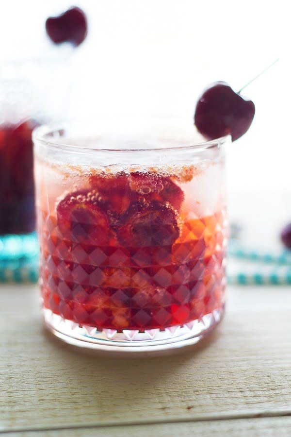 Vanilla and Fresh Cherry Bourbon Cocktail