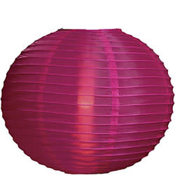 Made of nylon, this vibrant berry-colored lantern is conveniently weather resistant.