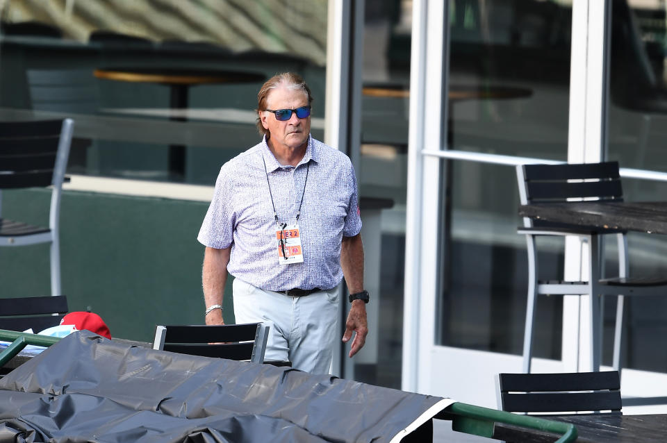 ANAHEIM, CA - JULY 11: Hall of Fame manager Tony La Russa, is now a special advisor to general manager Billy Eppler of the Los Angeles Angels, looks on during an intrasquad game at Angel Stadium of Anaheim on July 11, 2020 in Anaheim, California. (Photo by Jayne Kamin-Oncea/Getty Images)