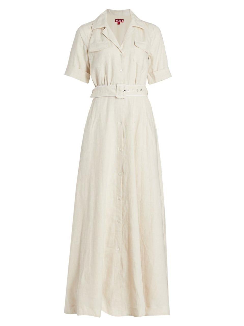 Millie Belted Linen Maxi Dress