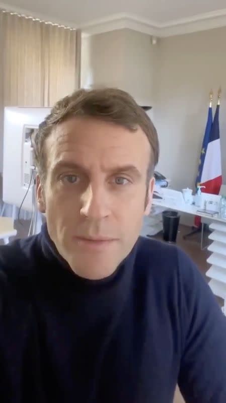 French President Macron tweets update about his health from Versailles