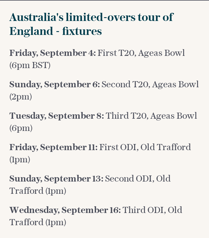 Australia's limited-overs tour of England - fixtures