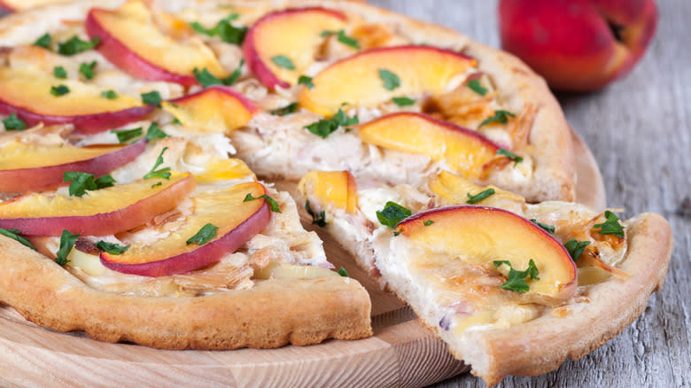 Peaches on pizza