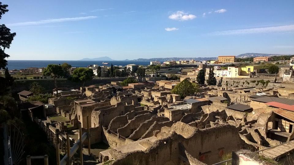 Herculaneum was buried by ash during the volcanic eruption in AD 79.