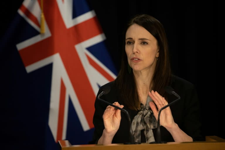 La Première ministre néo-zélandaise Jacinda Ardern lors d&#39;une conférence de presse consacrée au Covid-19, le 12 août 2020