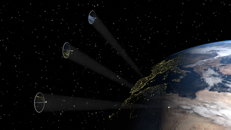 Reflectors in space that bounce sunlight back to Earth.