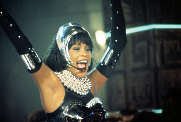 Whitney Houston dripping in pearls in 