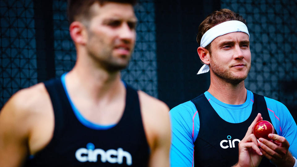 Stuart Broad, pictured here during an England nets session ahead of the Ashes.