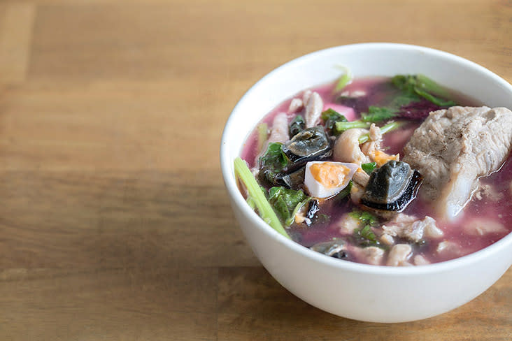 A bowl of purple Chinese spinach soup, so simple yet full of flavour and nutrients. — Pictures by CK Lim