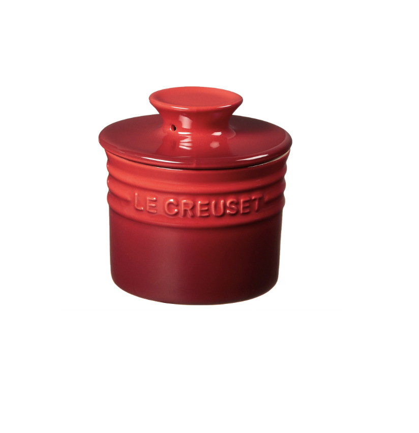 3) Le Creuset Stoneware Butter Crock, 6 oz., Cerise