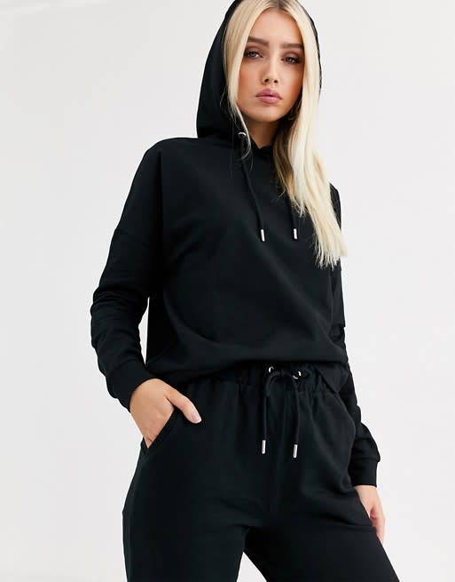 ASOS DESIGN organic tracksuit with oversized hoodie & oversized sweatpants  in black