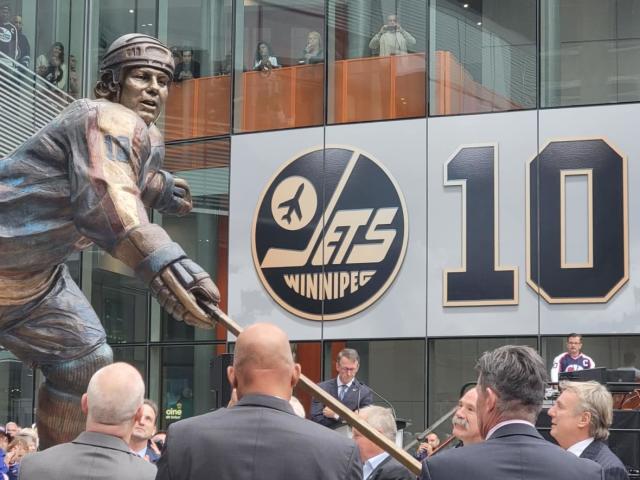 Winnipeg Jets Dale Hawerchuk memorial at True North Square