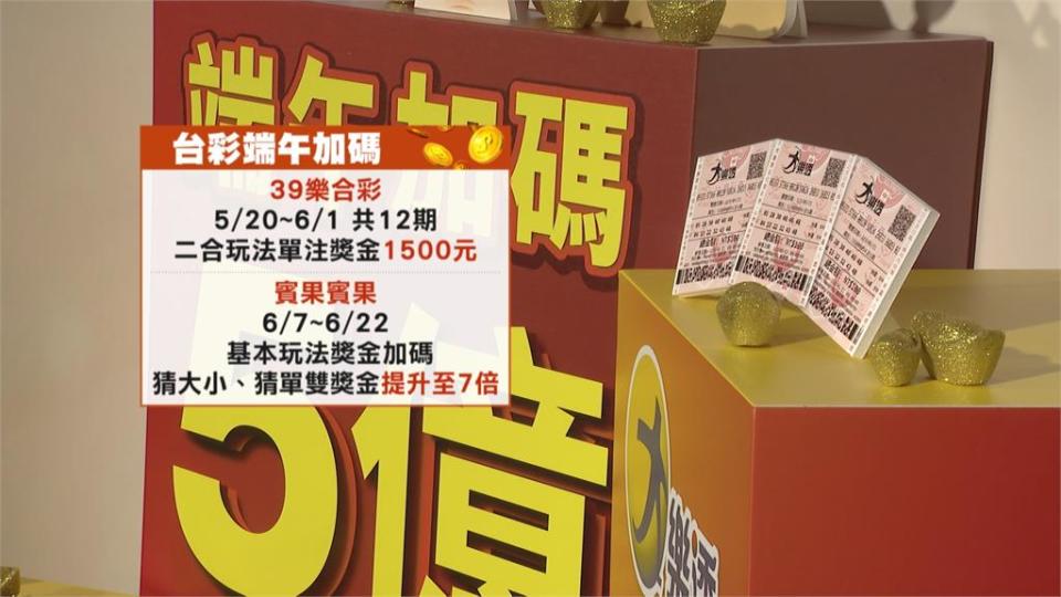 台彩端午加碼5款遊戲「史上最多」　大樂透加碼百組100萬獎項