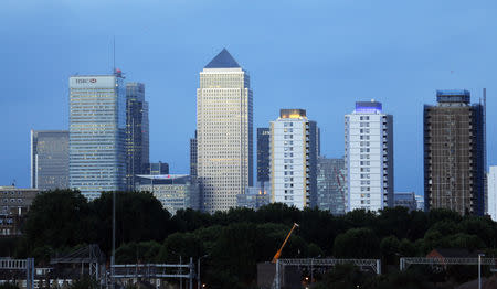 FILE PHOTO: Sainsburys Anniversary Games Preview - Olympic Stadium, London - 26/7/13. General view of the Skyline of Canary Wharf. Mandatory Credit: Action Images / Steven Paston