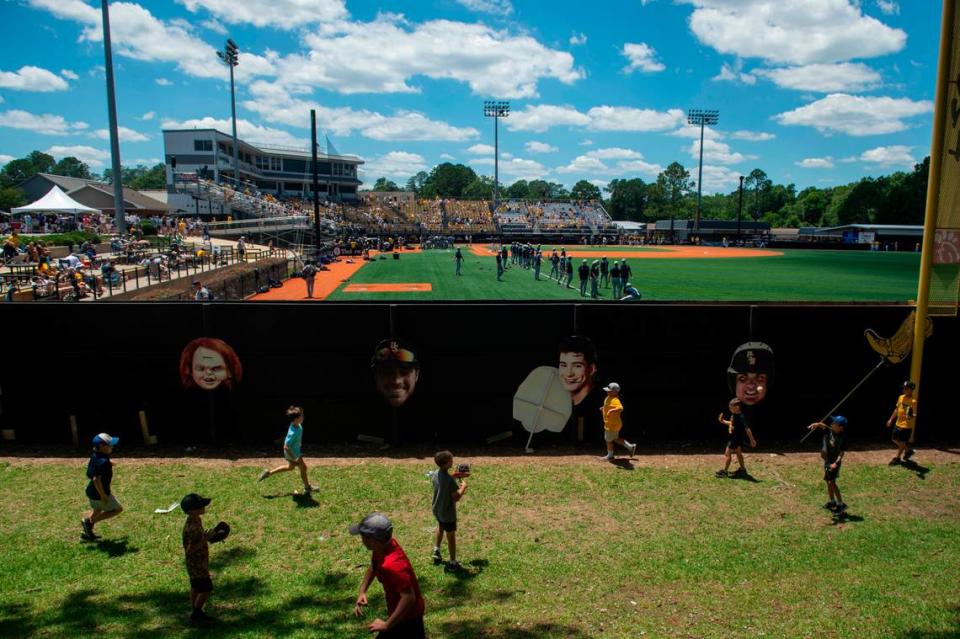 Kids play baseball as UTSA warms up for a game against Southern Miss during the Conference USA tournament at Pete Taylor Park in Hattiesburg on Saturday, May 28, 2022.