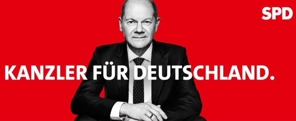 立場中間偏左的社會民主黨（SPD）63歲總理候選人蕭茲可能擊敗梅克爾所屬政黨人選，成為德國下任總理。（取自推特）