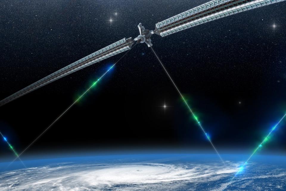 An illustration of how solar energy could be beamed to Earth via satellites (iStock/ Getty Images)