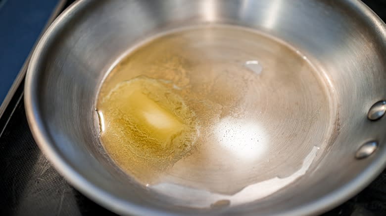 Butter melting in pan